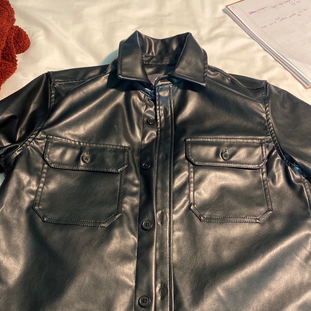 Men’s H & M faux leather jacket.